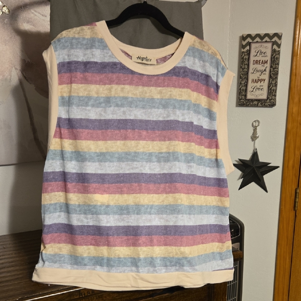 Haptics Womens Striped Multicolor Top 1x